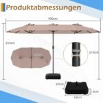 Dvigubas sodo skėtis su stovu ir UPF 50+ apsauga 400 x 212 cm (Ruda) – Paveikslėlis 2