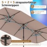 Dvigubas sodo skėtis su stovu ir UPF 50+ apsauga 400 x 212 cm (Ruda) – Paveikslėlis 3