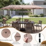 Dvigubas sodo skėtis su stovu ir UPF 50+ apsauga 400 x 212 cm (Ruda) – Paveikslėlis 4