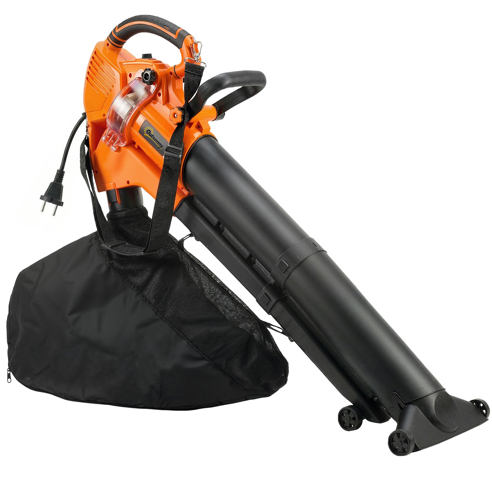 Elektrinis 3 viename lapų pūstuvas ir siurblys su 4 ratais