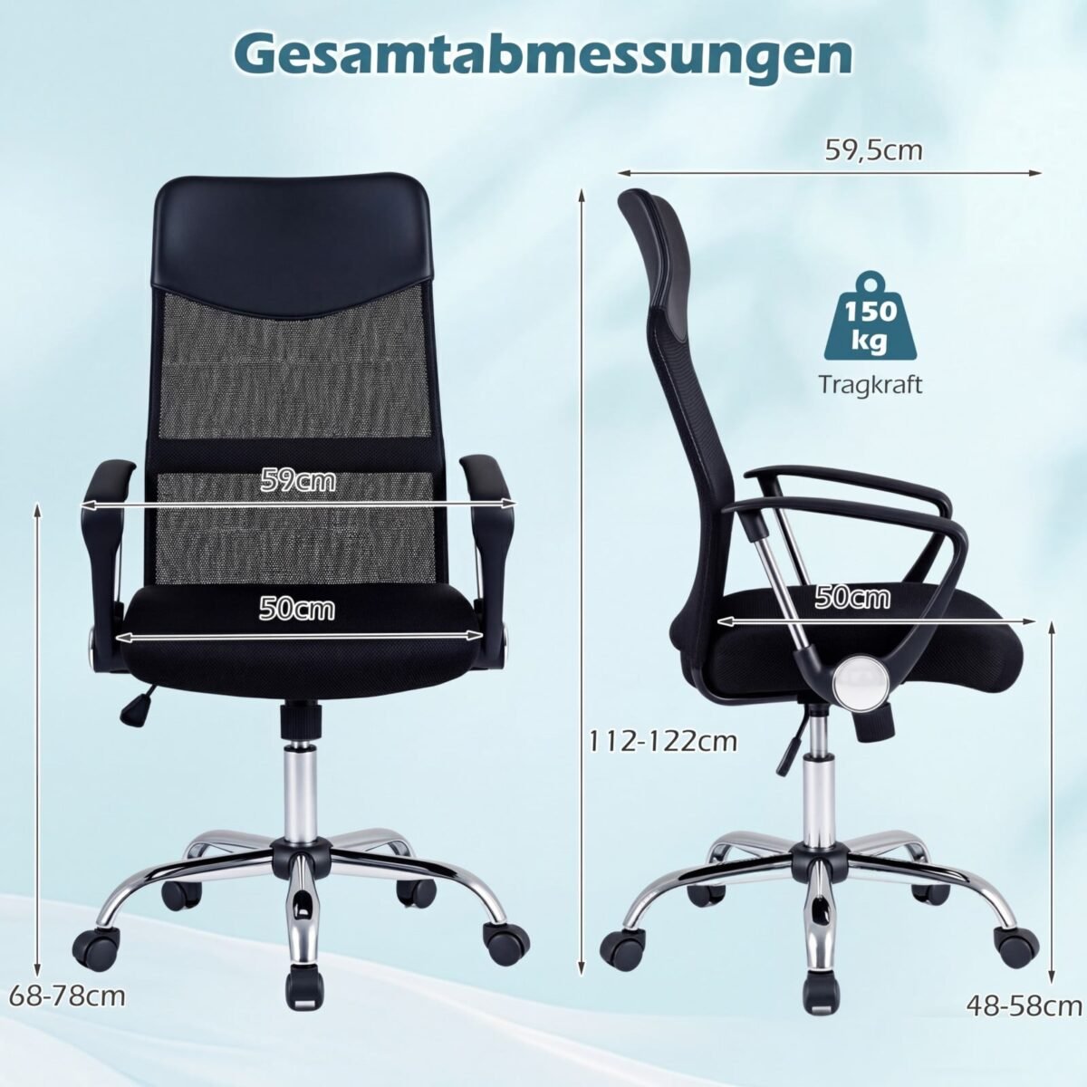 Ergonominė biuro supamoji kėdė (Juoda) – Paveikslėlis 2