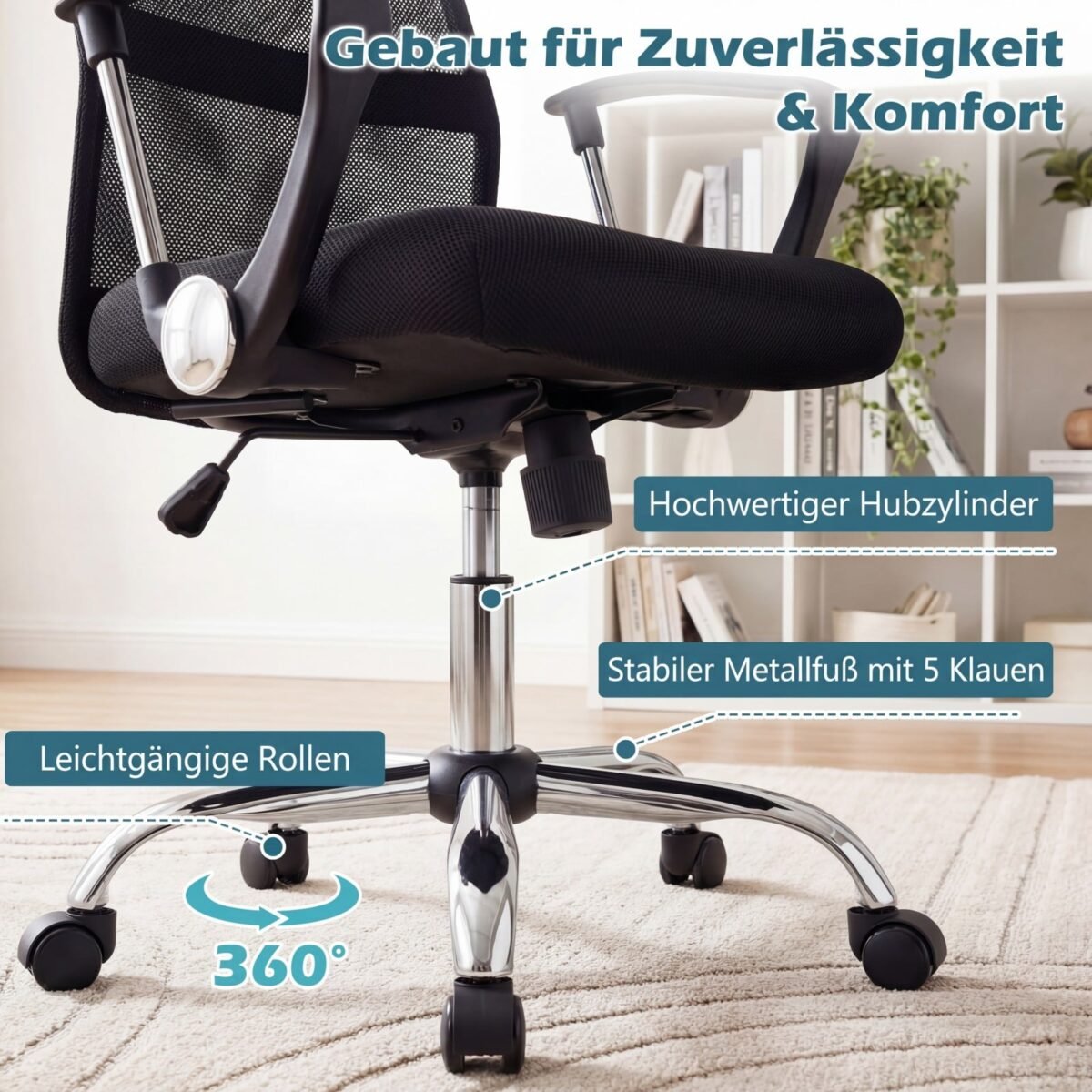 Ergonominė biuro supamoji kėdė (Juoda) – Paveikslėlis 3