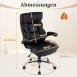 Ergonominė biuro kėdė su atlenkiamais porankiais ir supimo funkcija (Juoda) – Paveikslėlis 2