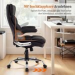 Ergonominė biuro kėdė su atlenkiamais porankiais ir supimo funkcija (Juoda) – Paveikslėlis 3