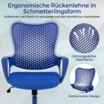 Ergonominė biuro kėdė su kvėpuojančiu tinklelio atlošu (Mėlyna) – Paveikslėlis 3