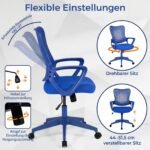 Ergonominė biuro kėdė su kvėpuojančiu tinklelio atlošu (Mėlyna) – Paveikslėlis 5