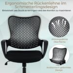 Ergonominė biuro kėdė su orui pralaidžiu tinkliniu atlošu ir reguliuojamu aukščiu (Juoda) – Paveikslėlis 3