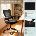 Ergonominė biuro kėdė su orui pralaidžiu tinkliniu atlošu ir reguliuojamu aukščiu (Juoda) – Paveikslėlis 4