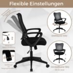 Ergonominė biuro kėdė su orui pralaidžiu tinkliniu atlošu ir reguliuojamu aukščiu (Juoda) – Paveikslėlis 5
