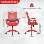 Ergonominė biuro kėdė su tinkliniu atlošu ir reguliuojamu aukščiu (Raudona) – Paveikslėlis 2