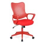 Ergonominė biuro kėdė su tinkliniu atlošu ir reguliuojamu aukščiu (Raudona)