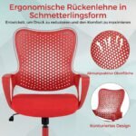 Ergonominė biuro kėdė su tinkliniu atlošu ir reguliuojamu aukščiu (Raudona) – Paveikslėlis 3
