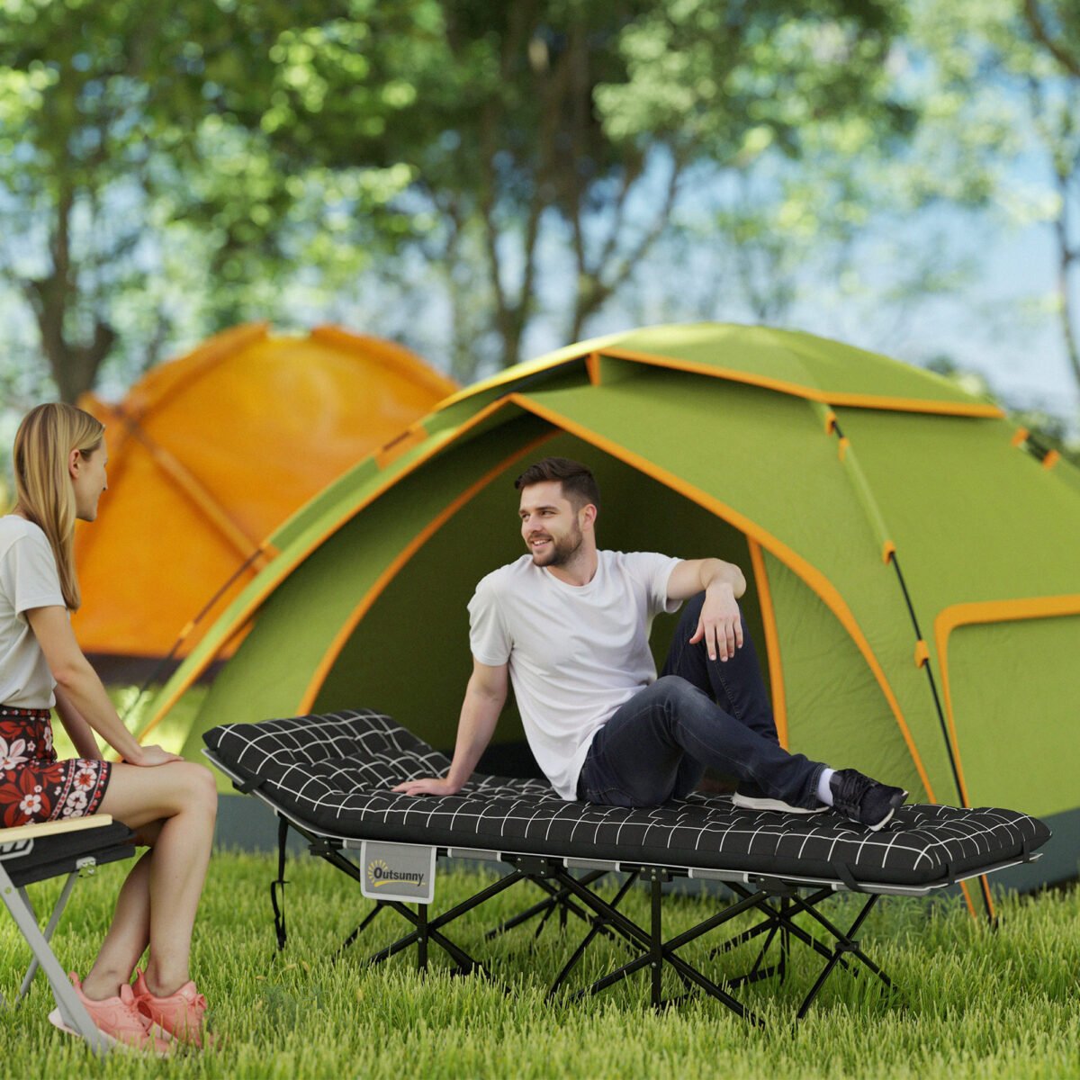 Ergonomiška sulankstoma kempingo lova su čiužiniu – Paveikslėlis 2