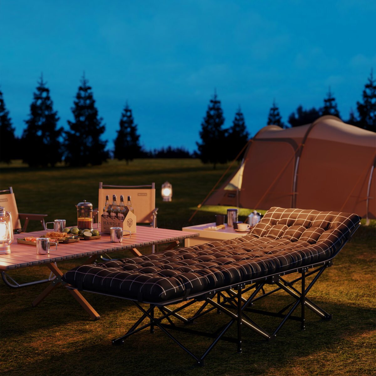 Ergonomiška sulankstoma kempingo lova su čiužiniu – Paveikslėlis 8