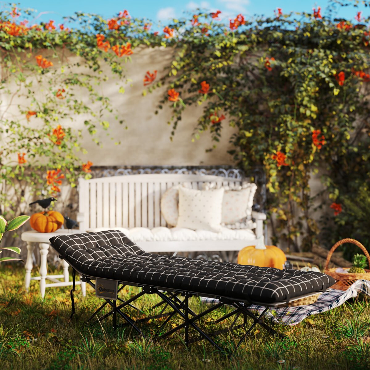 Ergonomiška sulankstoma kempingo lova su čiužiniu – Paveikslėlis 9