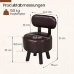 Ergonomiškas pufas su atlošu ir medinėmis kojomis (Juoda) – Paveikslėlis 2