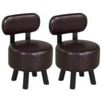 Ergonomiškas pufas su atlošu ir medinėmis kojomis (Juoda)