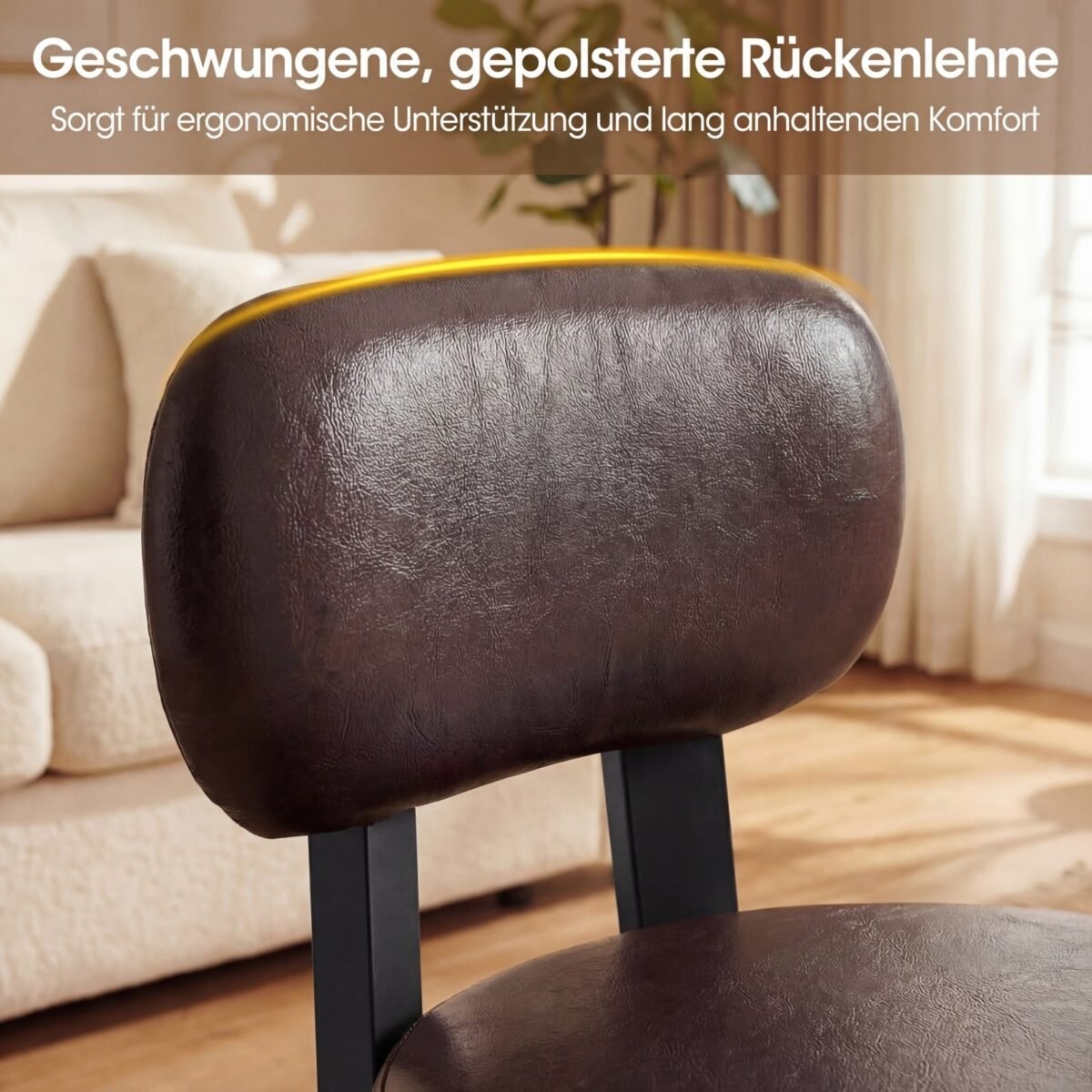 Ergonomiškas pufas su atlošu ir medinėmis kojomis (Juoda) – Paveikslėlis 3