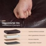 Ergonomiškas pufas su atlošu ir medinėmis kojomis (Juoda) – Paveikslėlis 4