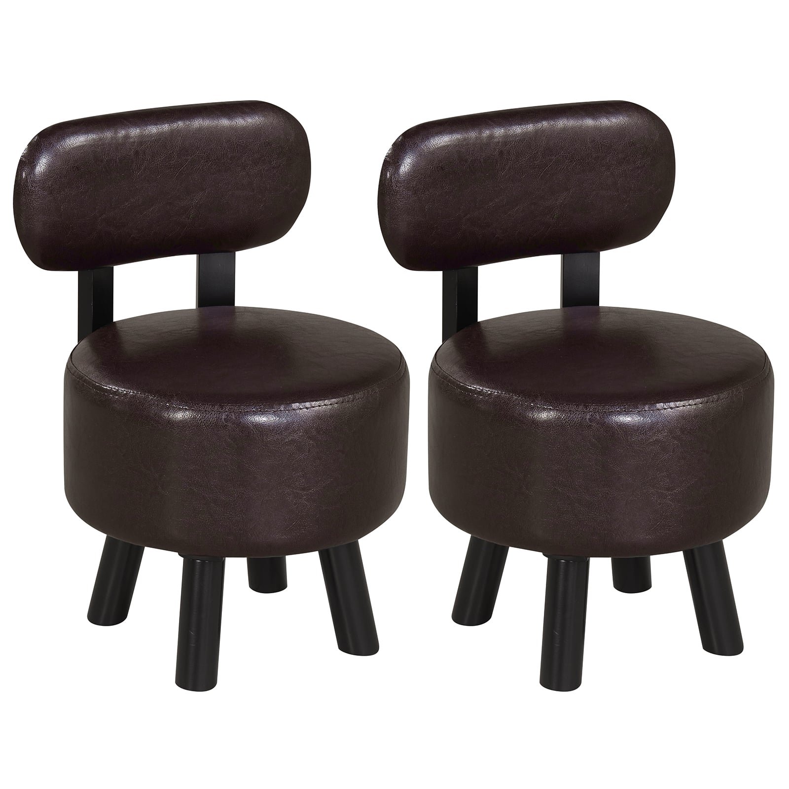 Ergonomiškas pufas su atlošu ir medinėmis kojomis (Juoda)