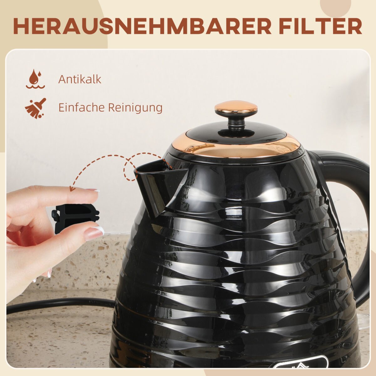 Greito virimo elektrinis virdulys 1,7 l su nuimamu kalkių filtru – Paveikslėlis 7