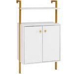 Industrinio stiliaus 4 pakopų sieninė lentyna su spintelėmis (Balta)