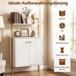 Industrinio stiliaus 4 pakopų sieninė lentyna su spintelėmis (Balta) – Paveikslėlis 3