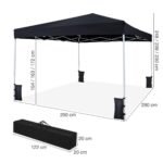Išskleidžiamas paviljonas su reguliuojamu aukščiu 290x290 cm (Juoda)