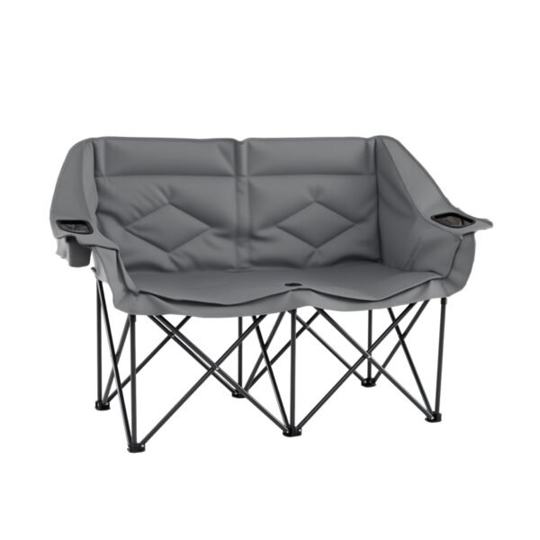 Itin didelė sulankstoma kempingo kėdė dviem asmenims (Pilka)