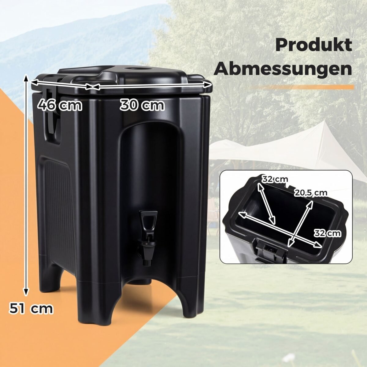 Izoliuotas gėrimų dalytuvas su kranu karštiems ir šaltiems gėrimams 16 5 L (Juoda) – Paveikslėlis 2