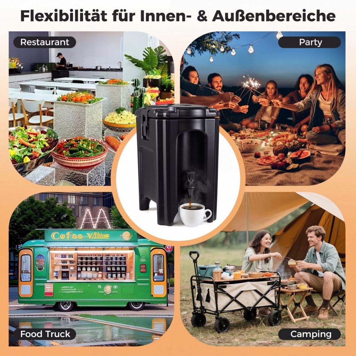 Izoliuotas gėrimų dalytuvas su kranu karštiems ir šaltiems gėrimams 16 5 L (Juoda) – Paveikslėlis 3