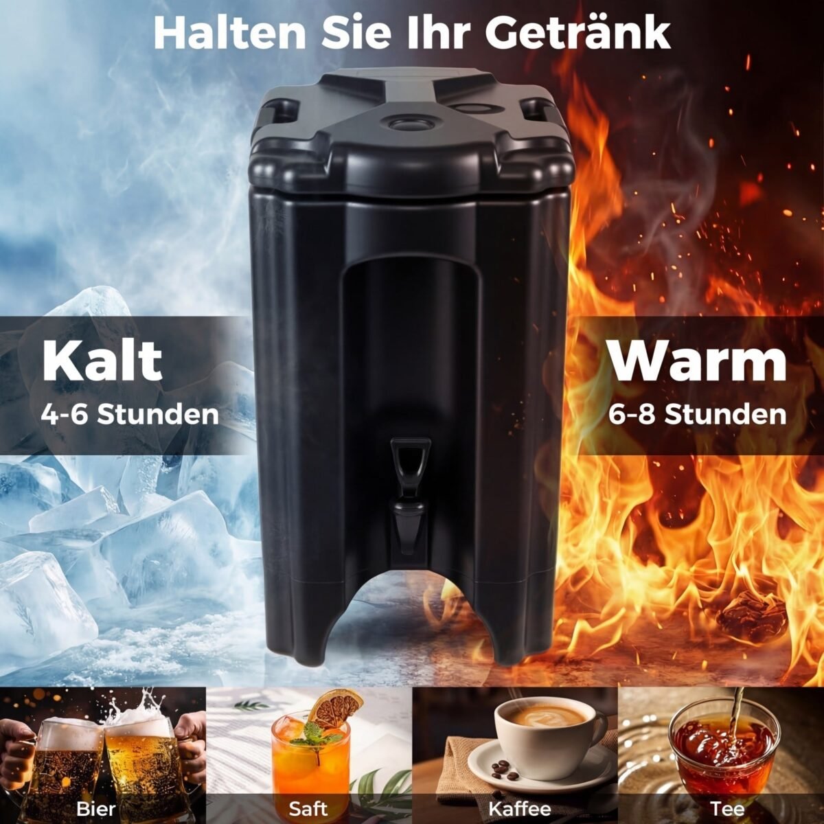 Izoliuotas gėrimų dalytuvas su kranu karštiems ir šaltiems gėrimams 16 5 L (Juoda) – Paveikslėlis 4