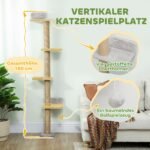 Kačių sieninė draskyklė su penkiomis platformomis ir sizalo stulpeliais – Paveikslėlis 4
