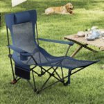 Kempingo kėdė su reguliuojamu atlošu ir nuimama kojų atrama (Tamsiai mėlyna) – Paveikslėlis 2
