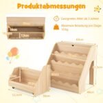 Keturių pakopų vaikiška knygų lentyna su atverčiamu skyriumi ir ištraukiamu stalčiumi (Natūrali) – Paveikslėlis 2