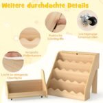 Keturių pakopų vaikiška knygų lentyna su atverčiamu skyriumi ir ištraukiamu stalčiumi (Natūrali) – Paveikslėlis 3