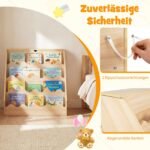 Keturių pakopų vaikiška knygų lentyna su atverčiamu skyriumi ir ištraukiamu stalčiumi (Natūrali) – Paveikslėlis 5