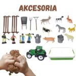 Kinetinio smėlio rinkinys ūkis lagamine su traktoriumi ir gyvūnais, 1500 g