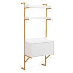 Kopėtinė lentyna su atviromis lentynomis ir uždara spintele (Balta)