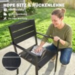 Kraunamų terasos kėdžių su HDPE lamelėmis ir porankiais 4 vnt. komplektas – Paveikslėlis 5
