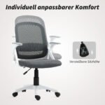 Kvėpuojanti tinklinė biuro kėdė su sulankstomais porankiais