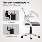 Kvėpuojanti tinklinė biuro kėdė su sulankstomais porankiais