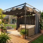 Laisvai pastatoma pergola su ištraukiamu stogu ir užuolaidomis 3x3 m – Paveikslėlis 2