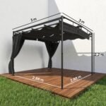 Laisvai pastatoma pergola su ištraukiamu stogu ir užuolaidomis 3x3 m – Paveikslėlis 3