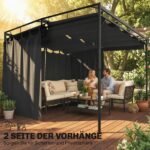 Laisvai pastatoma pergola su ištraukiamu stogu ir užuolaidomis 3x3 m – Paveikslėlis 5