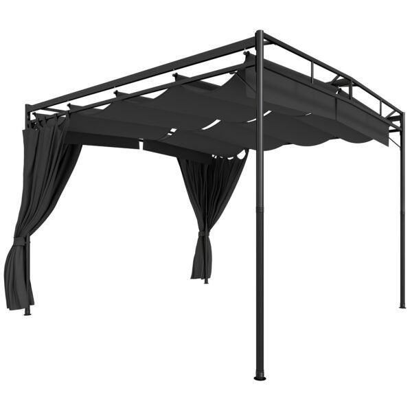 Laisvai pastatoma pergola su ištraukiamu stogu ir užuolaidomis 3x3 m