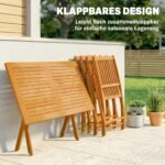Lauko baldų komplektas – sulankstomas stalas ir 4 kėdės iš FSC akacijos medienos