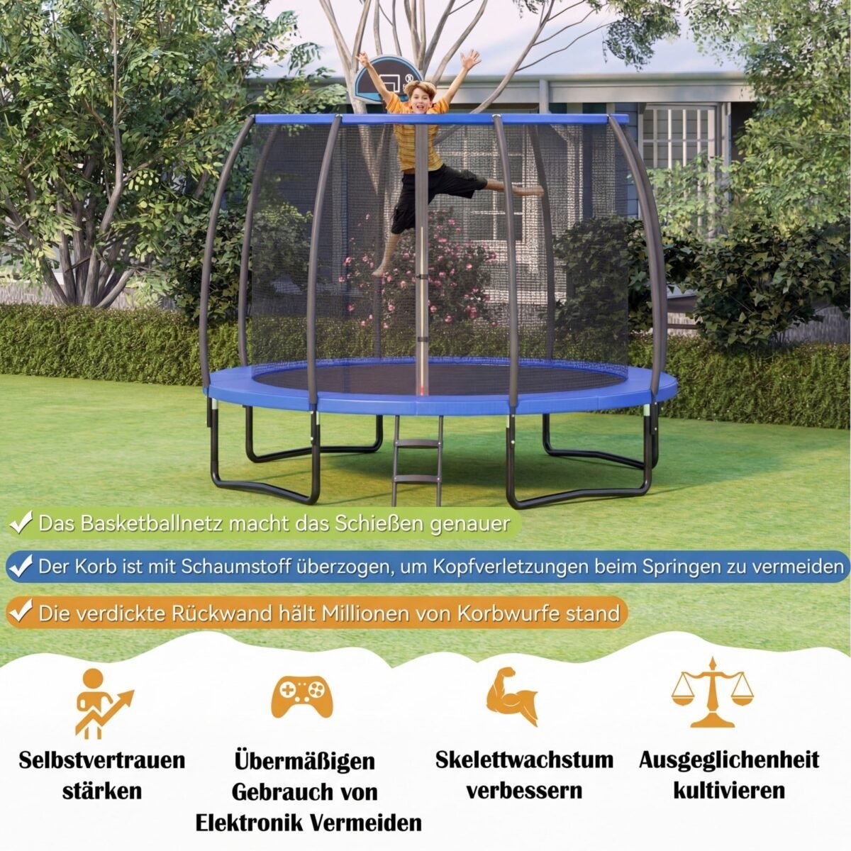 Lauko batutas su krepšinio lanku ir kopėčiomis (Mėlyna) – Paveikslėlis 5