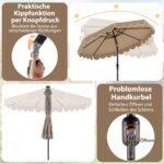 Lauko skėtis su LED apšvietimu ir rankena Ø 300 cm (Ruda) – Paveikslėlis 4