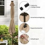 Lauko skėtis su LED apšvietimu ir rankena Ø 300 cm (Ruda) – Paveikslėlis 5